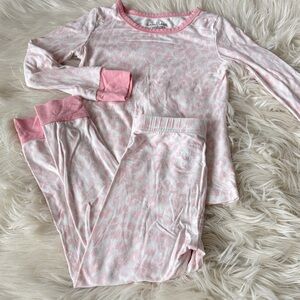 Pink Leopard Print Kids Pajamas - Caden lane